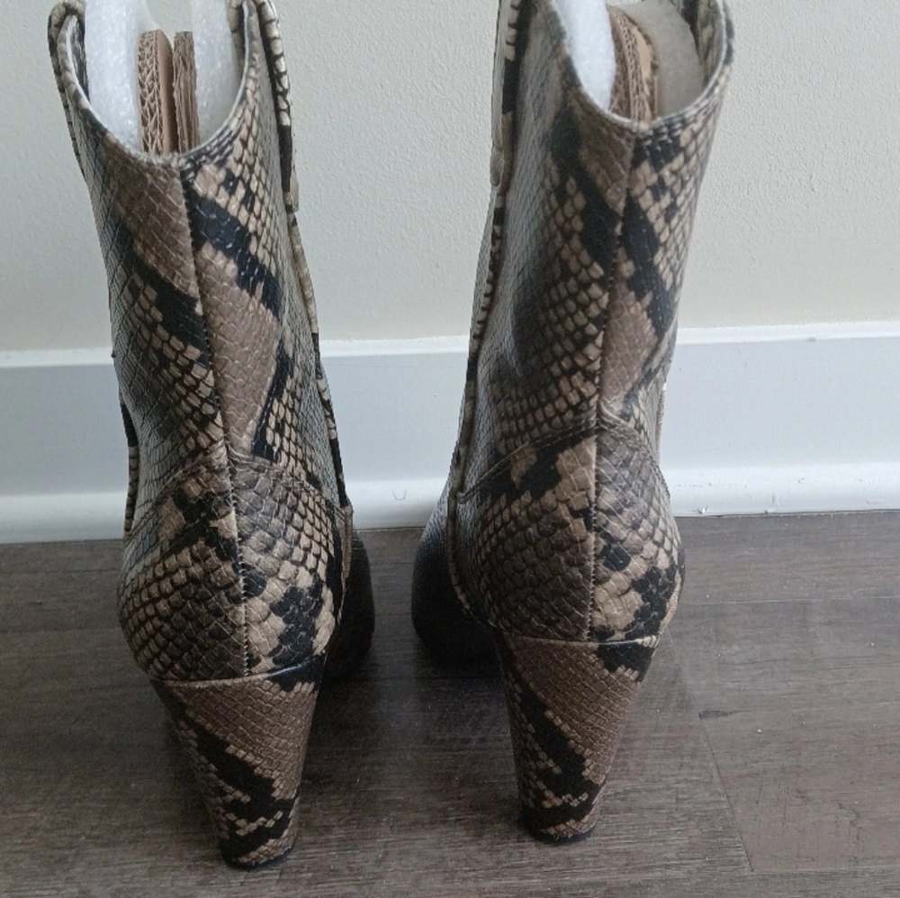 Two-Tone Snakeskin Booties - Picture 3 of 4